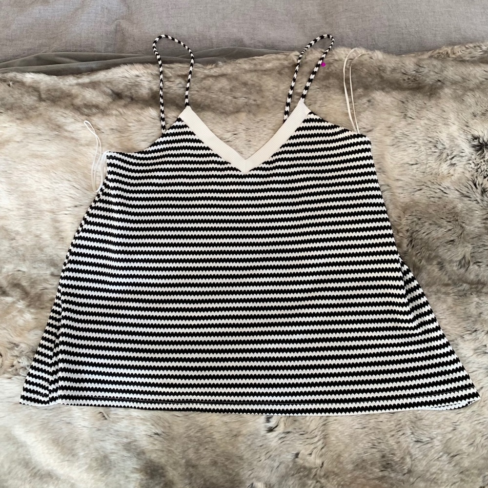 Zara Black And White Patterned Tank Top